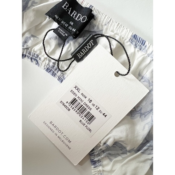 NWT Bardot (Revolve) Eden Mini Dress in Blue Floral Cutout V Neck Open Back 12 - Picture 8 of 10